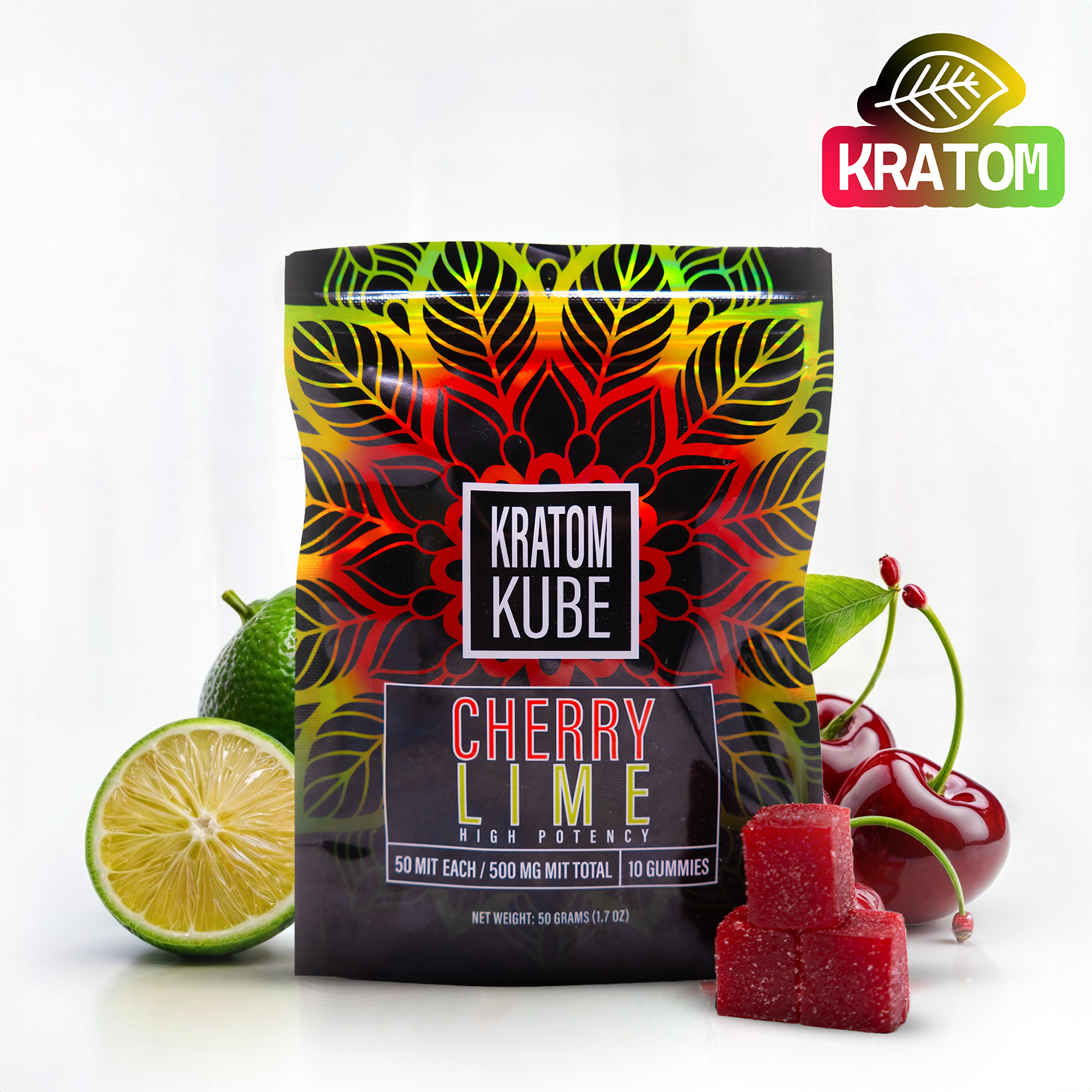 Kratom Kube - Cherry Lime - 10 Gummy Pack