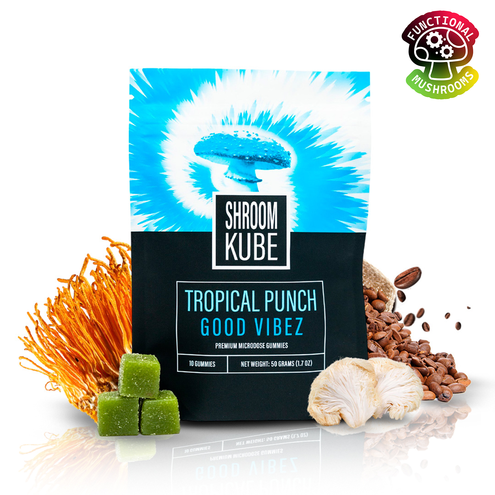 Shroom Kube - Tropical Punch Good Vibez - 10 Pack Bag (Functional Mushrooms)