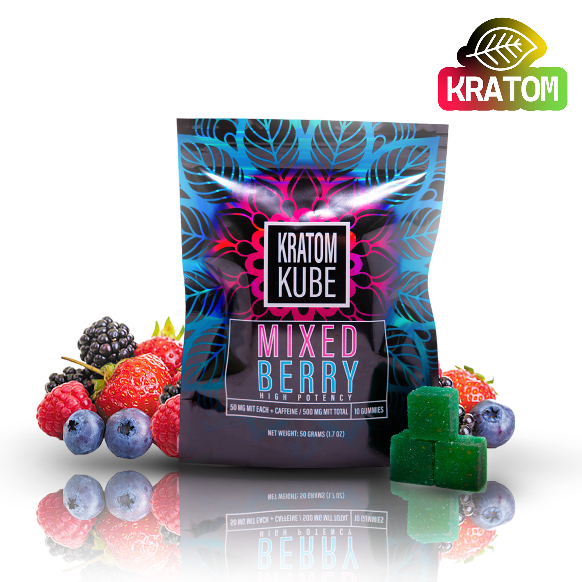 Kratom Kube - Mixed Berry with Energy - 10 Gummy Pack