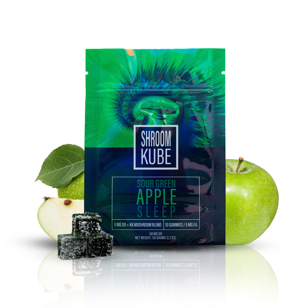 Shroom Kube - Sour Green Apple - 10 Pack Bag (Functional Mushrooms + D9 THC)