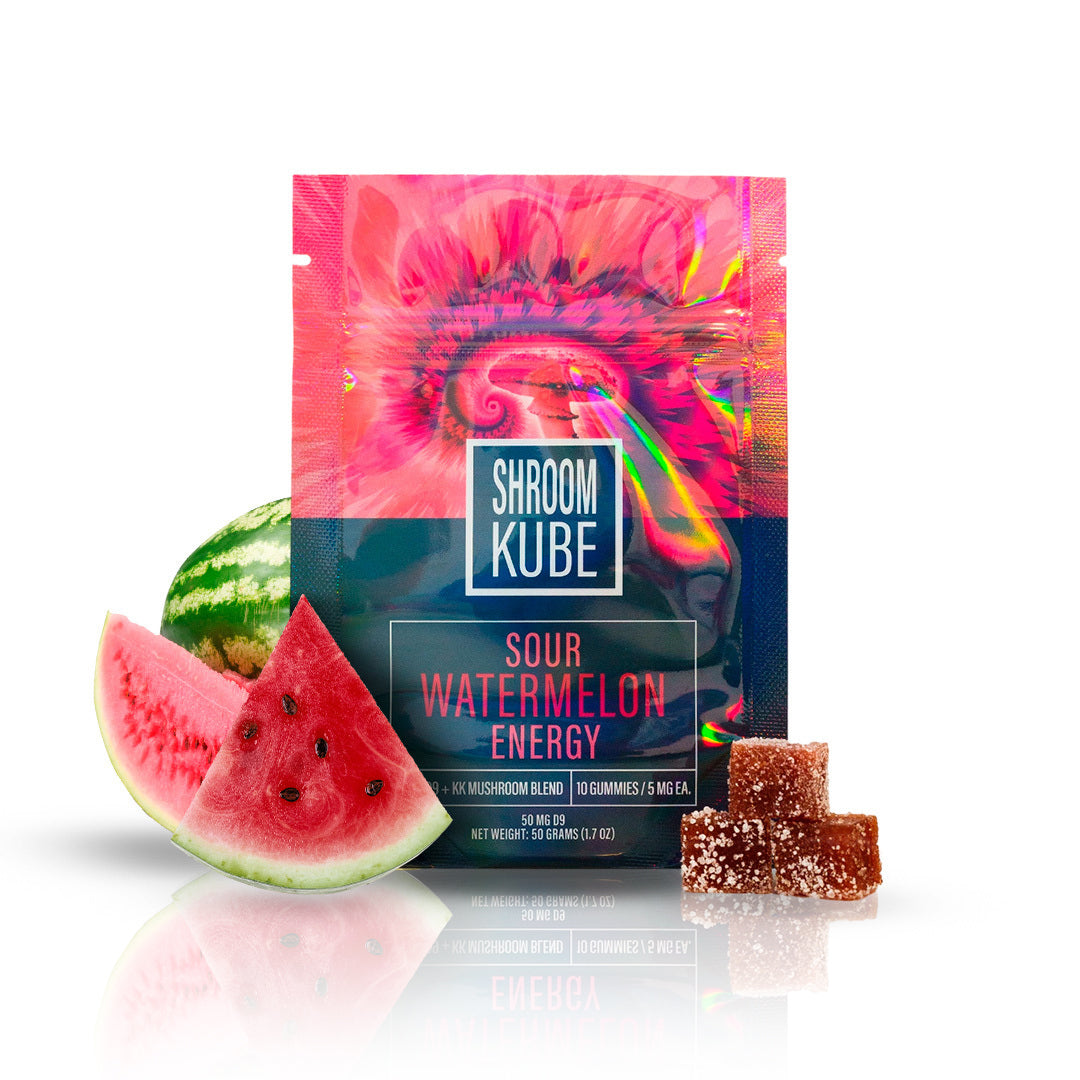 Shroom Kube - Sour Watermelon - 10 Pack Bag (Functional Mushrooms + D9 THC)